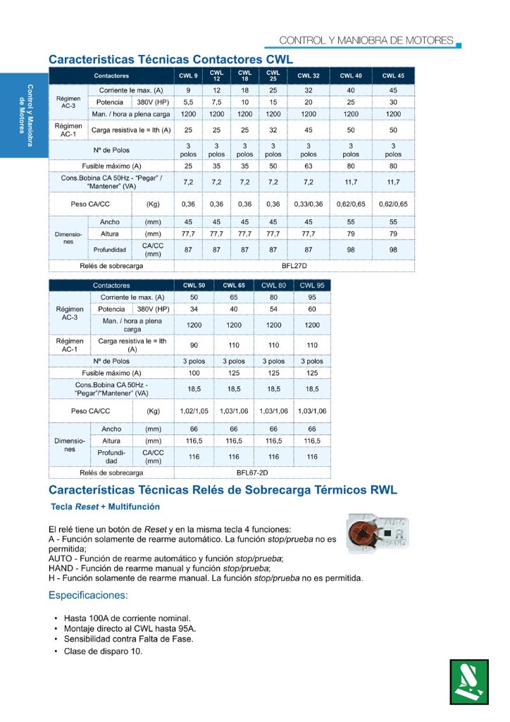 Portada de Características Técnicas Contactores CWL.pdf