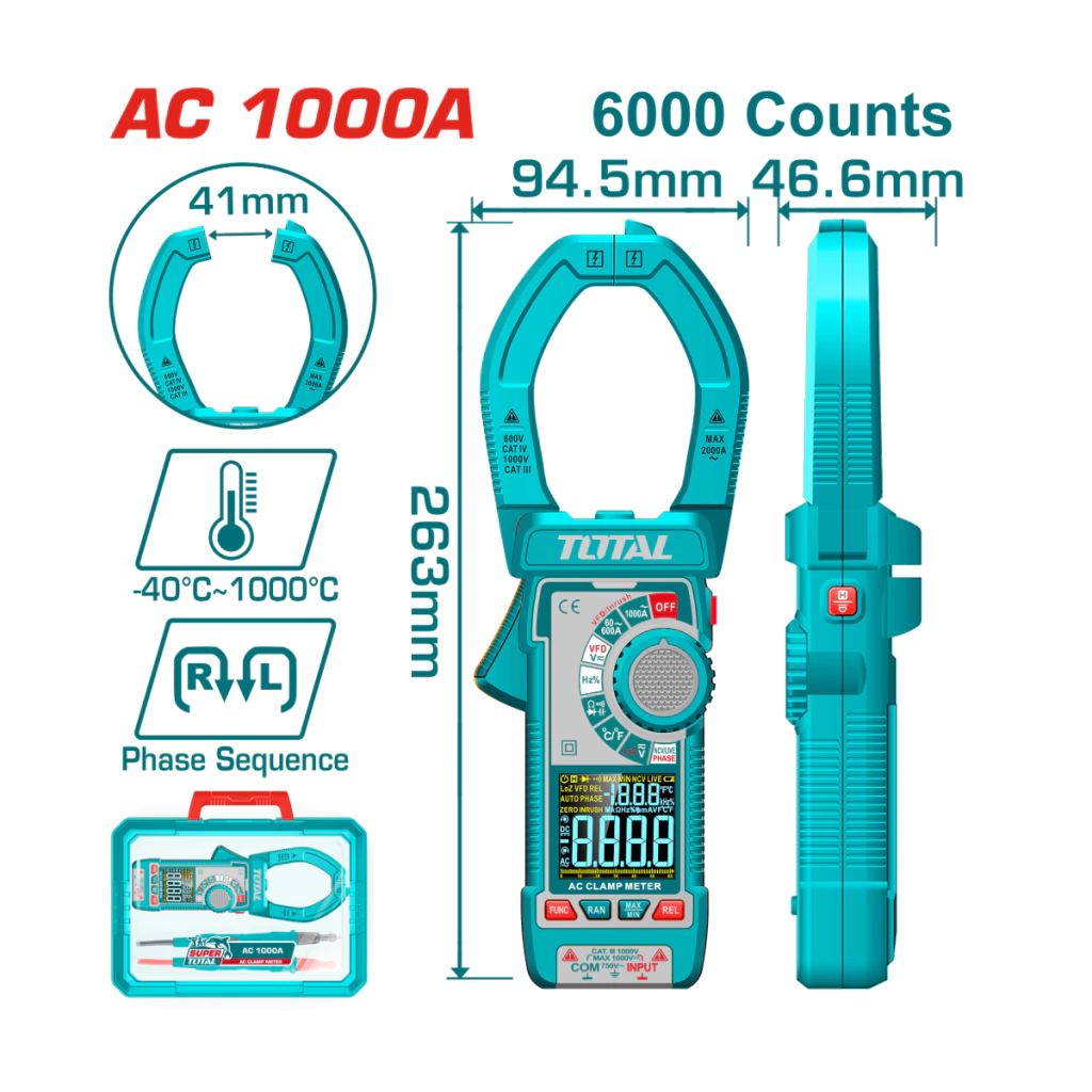 PINZA AMPEROMÉTRICA DIGITAL AC 1000A